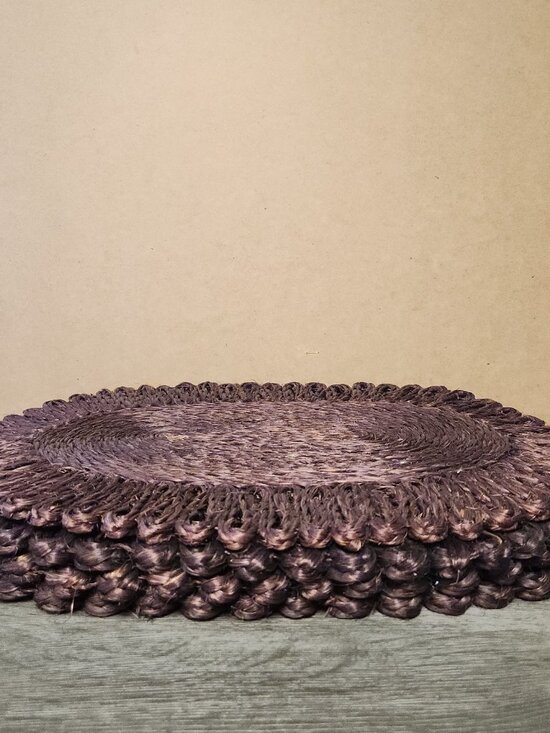 VTG 70's Woven Oval Looped Floral Edge Placemat Centerpiece Set of 4 Cottagecore - Picture 4 of 11